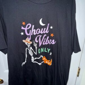 Old Navy Black 'Ghoul Vibes' Graphic Tee with Purple, Green & Orange Print